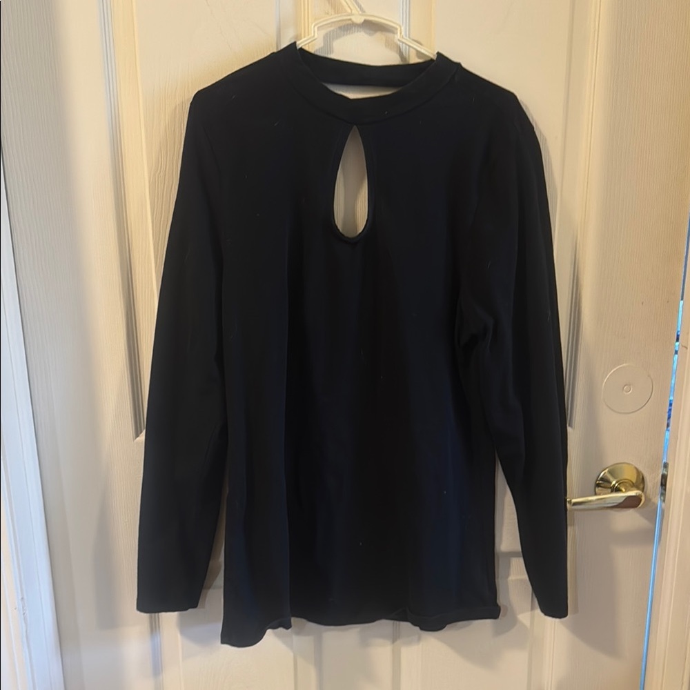 Black Keyhole Long Sleeve Top with Open Back